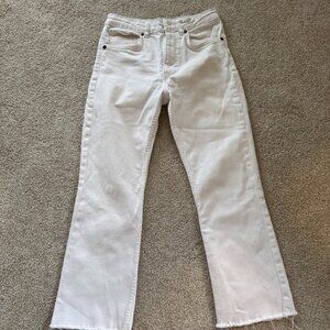 Zara White High Rise Straight Crop Jeans Raw Hem Size 6 (EUR 38)
